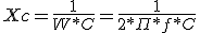   Xc=\frac{1}{W*C}=\frac{1}{2* \Pi*f*C}  