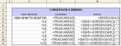 conversión a binario