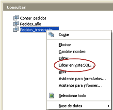 editar vista sql