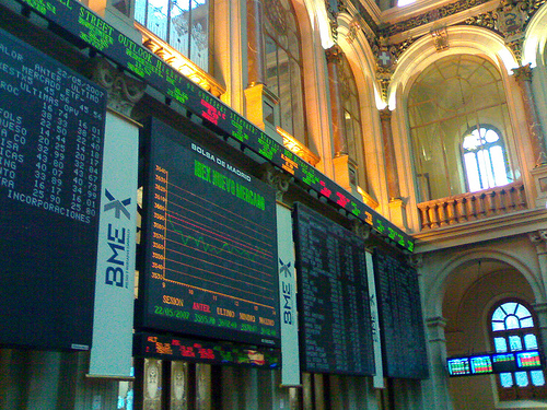 Panel con las cotizaciones de la bolsa