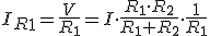  I_R_2=\displaystyle\frac{V}{R_2}= I\cdot{}\displaystyle\frac{R_1\cdot{}R_2}{R_1+R_2}\displaystyle\frac{1}{R_2}\cdot{}