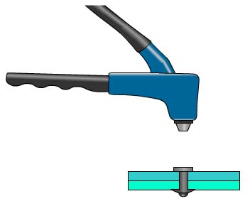 El remache se ha deformado uniendo los dos materiales
